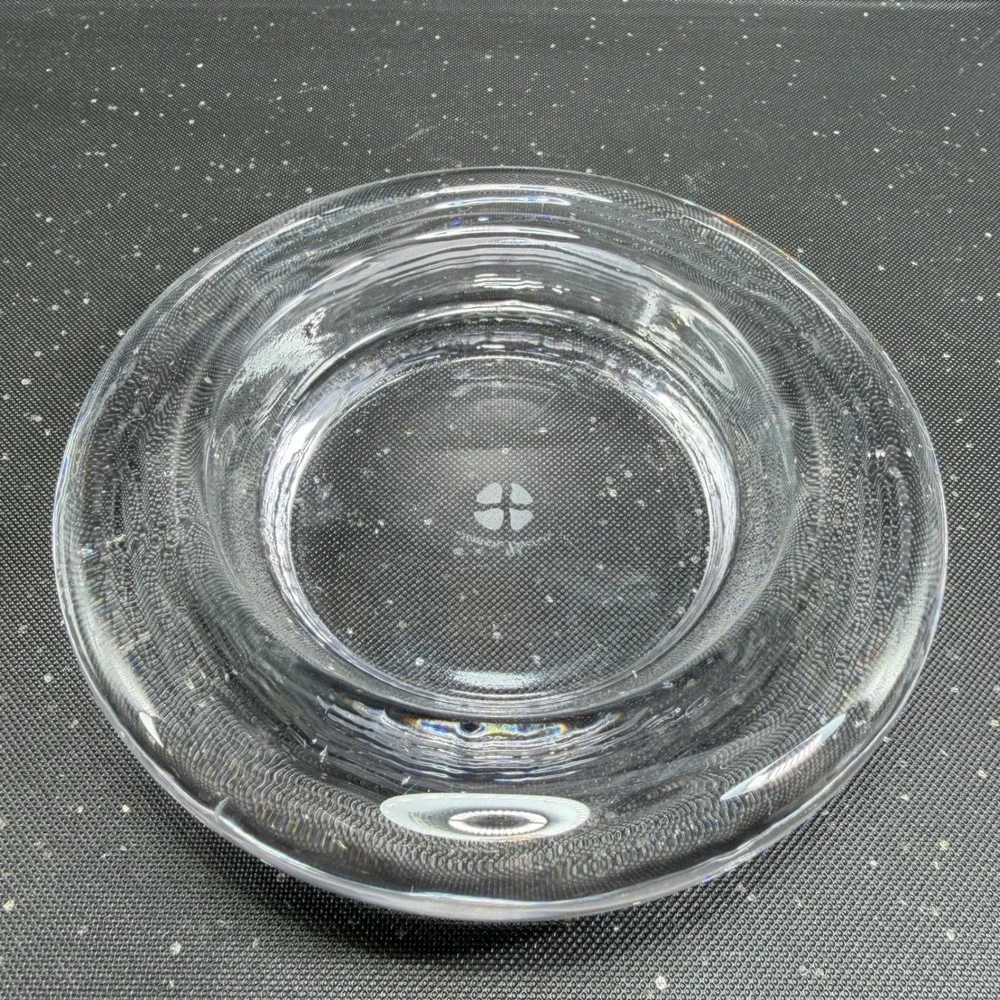 Simon Pearce Clear Glass Wine Bottle Coaster Votive Dish Bowl Thick Heavy Glass